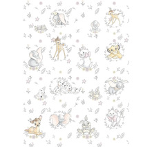 Papier peint avec des motifs Disney de Dumbo, Bambi, Marie, Simba et des dalmatiens