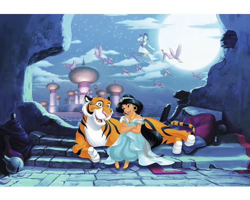 Fototapete Papier 8-4115 Disney Edition 4 Waiting for Aladdin 8-tlg. 368 x 254 cm Aladdin Szene mit Jasmin, Tiger und fliegendem Teppich vor dem Mond