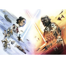 Affiche du film Star Wars : L'Ascension de Skywalker avec Rey, Kylo Ren et des vaisseaux spatiaux