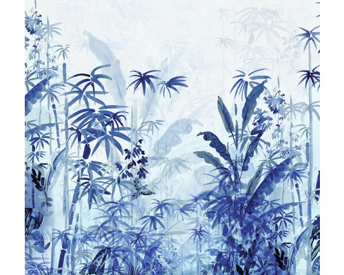 Papier peint avec bambou et plantes tropicales