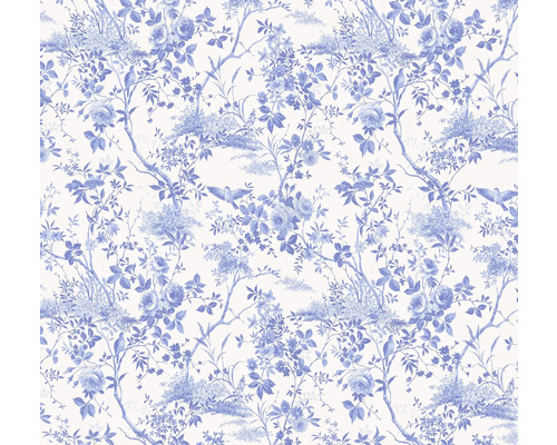 Papier peint panoramique intissé R3-034 Charming Bloom 3 pces 300 x 280 cm Papier peint avec motif floral de roses, feuilles et oiseaux