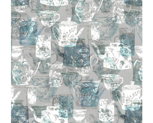 Papier peint avec motif de théières et de tasses