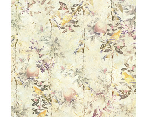 Papier peint panoramique intissé R3-026 Cosy Bohemian 3 pces 300 x 280 cm Papier peint à motifs d'oiseaux, de feuilles et de fruits