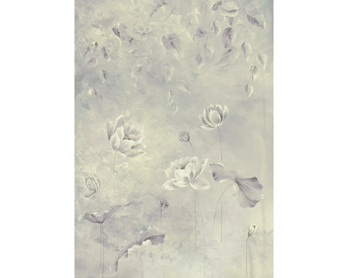 Peinture avec des fleurs et des feuilles épanouies