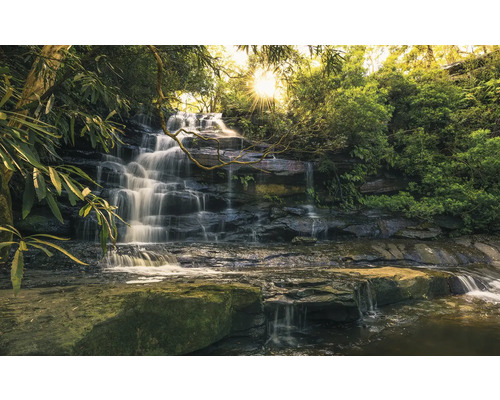 Papier peint panoramique intissé SHX9-131 Golden Falls 9 pces 450 x 280 cm Cascade en forêt avec une végétation luxuriante