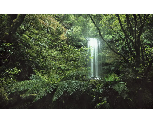 Papier peint panoramique intissé SHX9-125 Secret Veil 9 pces 450 x 280 cm Cascade entourée d'une végétation dense