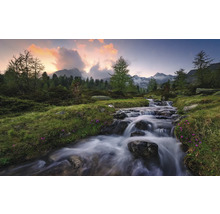 Fliessendes Gewässer in einer bewaldeten Berglandschaft