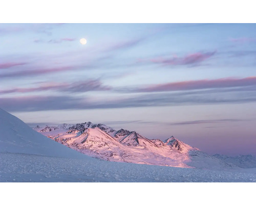 Papier peint panoramique intissé SHX9-074 Purple Dinner 9 pces 450 x 280 cm Paysage montagneux enneigé sous une lune