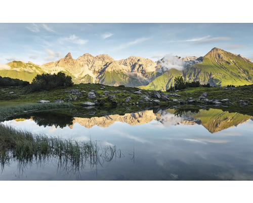 Papier peint panoramique intissé SHX9-002 Miroir de l'Allgäu 9 pces 450 x 280 cm Paysage de montagne avec lac et reflet des montagnes