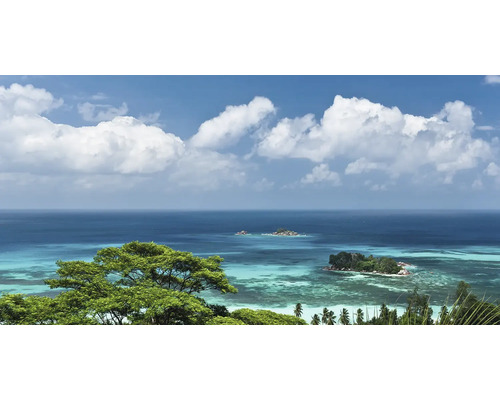 Papier peint panoramique intissé SHX8-087 The Sea View 8 pces 400 x 200 cm Paysage avec mer, îles et végétation