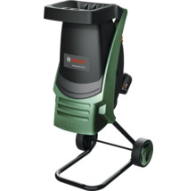 Broyeur de jardin avec entonnoir de remplissage, roues et logo Bosch