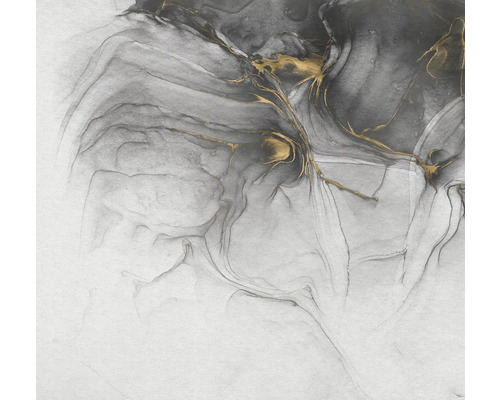 Papier peint panoramique intissé INX6-022 Ink Ink Gold Flow 6 pces 300 x 280 cm Art abstrait avec des dégradés de couleurs gris et or