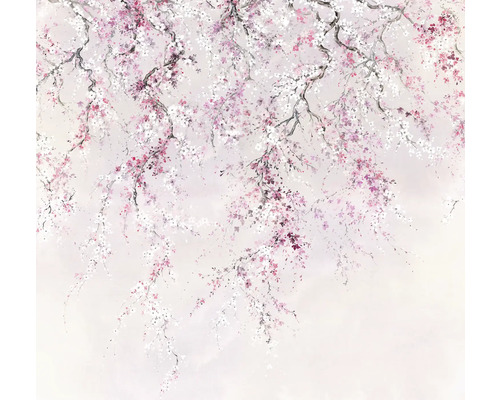 Papier peint panoramique intissé INX6-013 Ink fleurs de cerisier 6 pces 300 x 280 cm Papier peint décoratif avec des branches fleuries