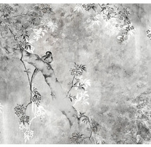 Papier peint avec motif d'oiseau et de fleurs