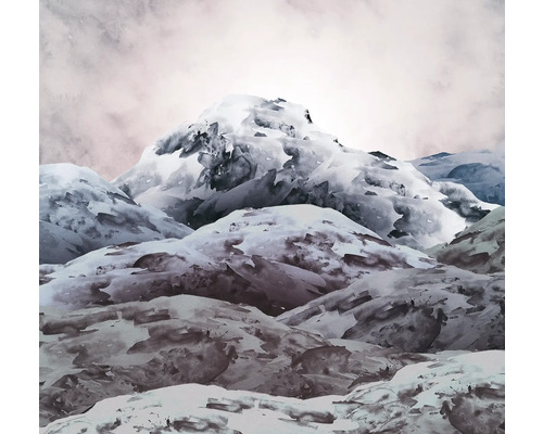 Papier peint panoramique intissé INX6-007 Ink Shadow Mountain 6 pces 300 x 280 cm Peinture d'un paysage de montagne enneigé
