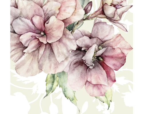 Papier peint panoramique intissé INX6-005 Ink La Flor 6 pcs. 300 x 280 cm Illustration avec des fleurs roses