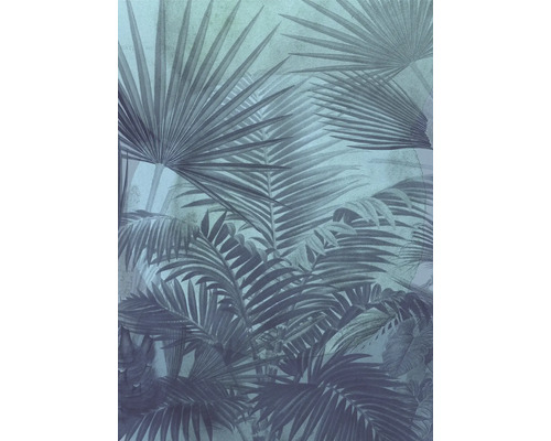 Papier peint panoramique intissé INX4-009 Ink Transparency 4 pces 200 x 280 cm Illustration de plantes tropicales comme motif de papier peint