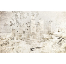 Image abstraite d'une ville avec des gratte-ciel et une route sur un fond irrégulier