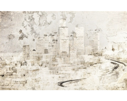 Image abstraite d'une ville avec des gratte-ciel et une route sur un fond irrégulier