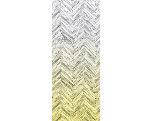 Papier peint panoramique intissé 6000C-VD1 Yellow Panel 1 pce 100 x 250 cm Parquet en bois à chevrons