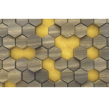 Dekorative Wandpaneele in Holzoptik mit sechseckigem Design