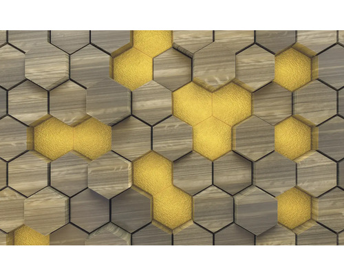 Panneaux muraux décoratifs aspect bois avec un design hexagonal