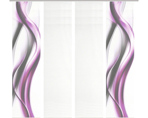 Schiebevorhang mit abstraktem Wellenmuster in Grau und Lila