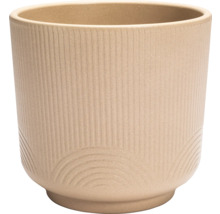 Pot de fleurs en céramique avec texture côtelée et motif en arc de cercle