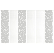 Flächenvorhang mit abstraktem Muster und transparenten Elementen