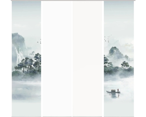 Schiebegardine mit Landschaftsmotiv und Boot