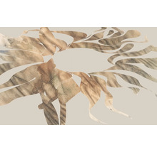 Graphique de feuilles décoratives avec des lignes sur fond clair.