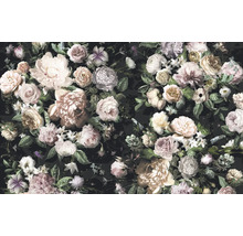 Papier peint à fleurs avec roses et pivoines sur fond sombre