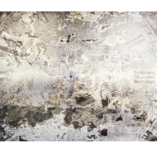 Décoration murale abstraite avec des motifs d'horloges et une texture altérée