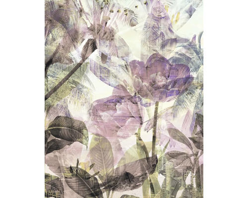 Décoration murale décorative avec des motifs végétaux et des vues de bâtiments