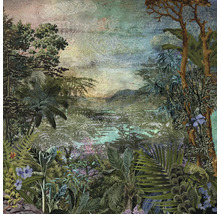 Papier peint photo jungle avec arbres, fougères et autres plantes