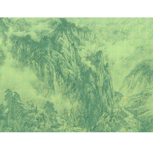 Papier peint avec paysage de montagne et motif abstrait