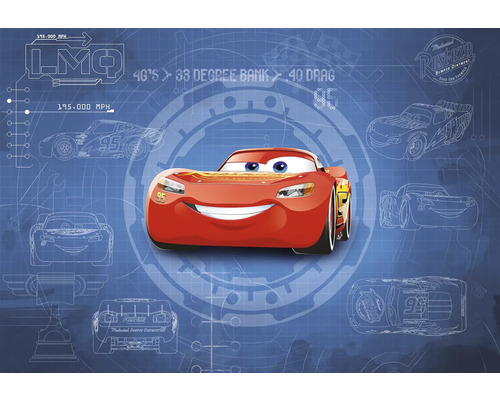 Motif Cars avec Flash McQueen et dessins techniques