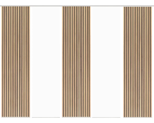 Drei Paneele aus Holzlatten zur Wandgestaltung