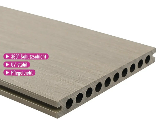 Terrassendiele mit Hohlkammerprofil, UV-stabil und pflegeleicht