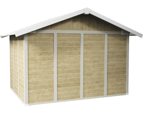 Gartenhaus mit Holzwänden und Satteldach