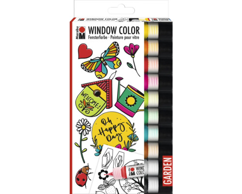 Marabu Window Color Garden 10 x 25 ml Marabu Window Color Set de crayons de peinture pour fenêtre sur le thème du jardin