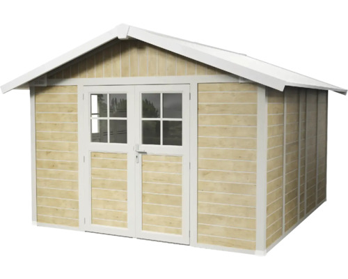Abri de jardin avec double porte et toit à deux pans