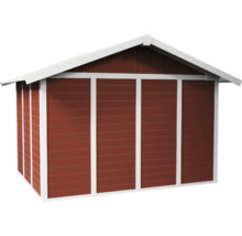 Abri de jardin avec toit à deux pentes et bardage horizontal en bois
