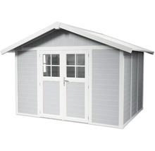 Abri de jardin avec porte double et toit à deux pentes