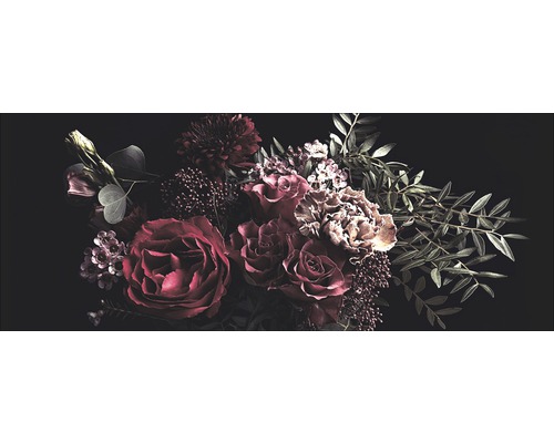 Glasbild Barock Flowers III 50x125 cm