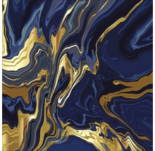 Glasbild Blue & Golden Marble 20x20 cm
