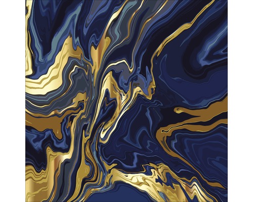 Glasbild Blue & Golden Marble 20x20 cm