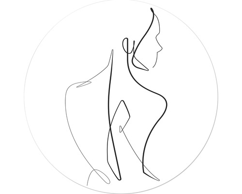 Tableau en verre rond Line Art Woman Ø 20 cm