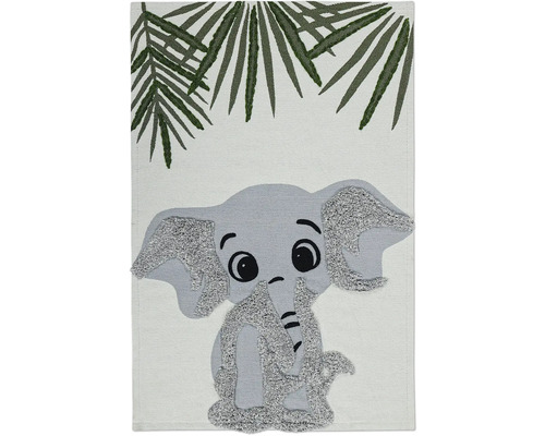 Kinderteppich Dundee Elephant 60x90 cm Teppich mit Elefantenmotiv und Pflanzenmotiven