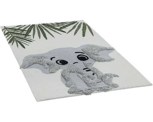 Teppich mit Elefantenmotiv und Pflanzenmotiven